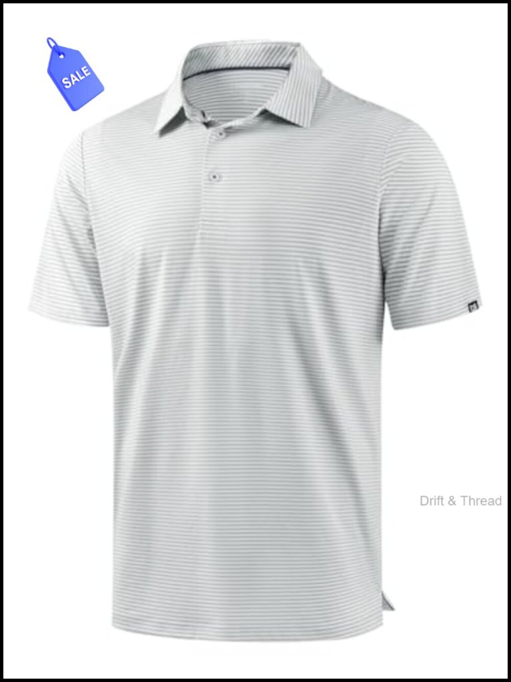 Men's Striped Golf Polo Shirt Dry Fit Performance Short Sleeve